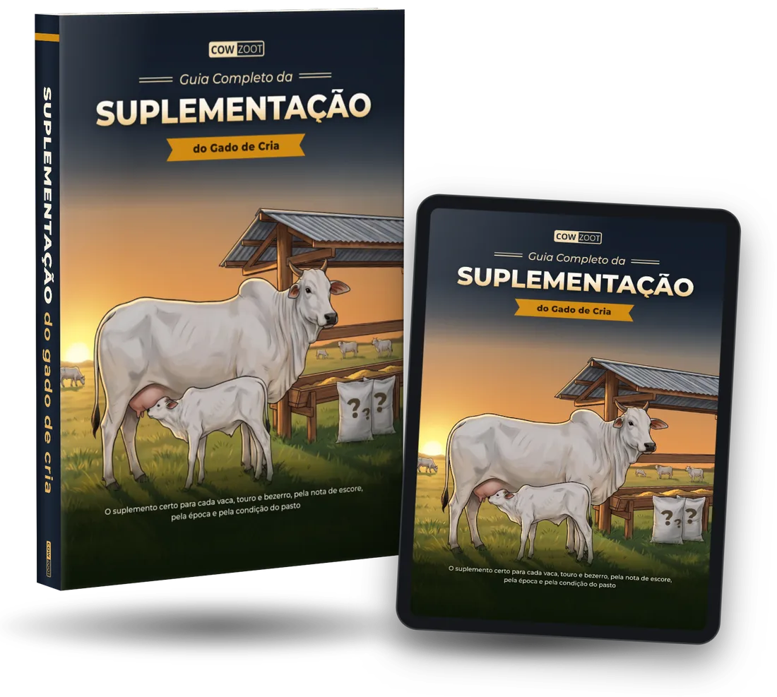 O e-book Guia Completo da Suplementação do Gado de Cria, no livro e no tablet