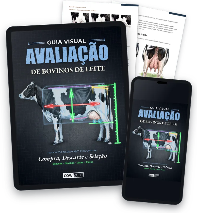 O e-book aberto no tablet e no celular, com páginas reais do livro atrás
