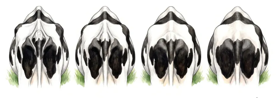 A mesma vista de trás, em vacas de escores diferentes