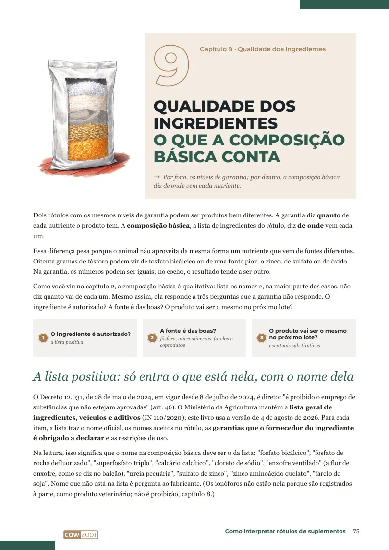 Página 75: Qualidade dos ingredientes