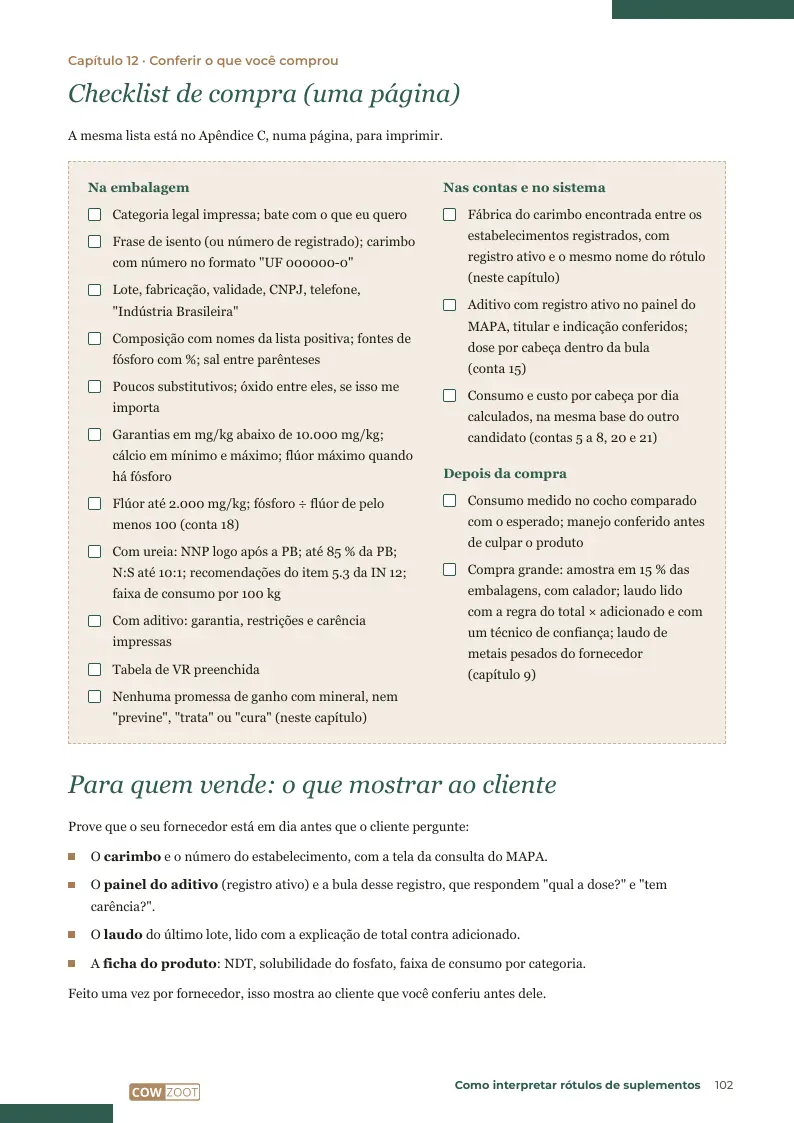 Página 102: O checklist de compra