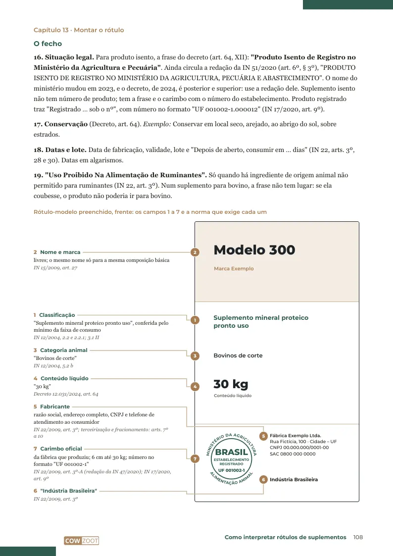 Página 108: Um rótulo completo, campo a campo